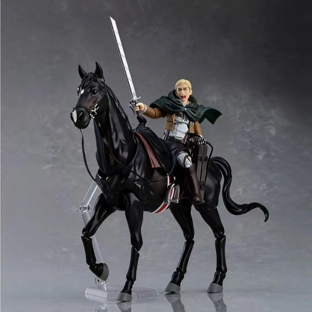 Attack on Titan Commander Erwin Smith Horse Riding Action Figure Jointed Collectible Model Desktop Ornament Action Figure Model