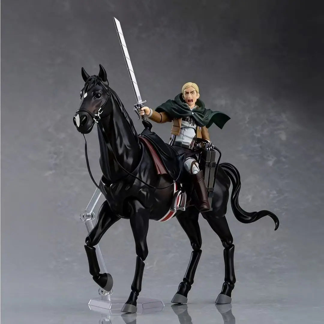 Attack on Titan Commander Erwin Smith Horse Riding Action Figure Jointed Collectible Model Desktop Ornament Action Figure Model