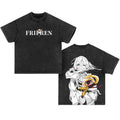 Frieren: Beyond Journey's End Peripheral Products Old Washed T-shirt Men's and Women's Pure Cotton Short-sleeved Casual Clothing