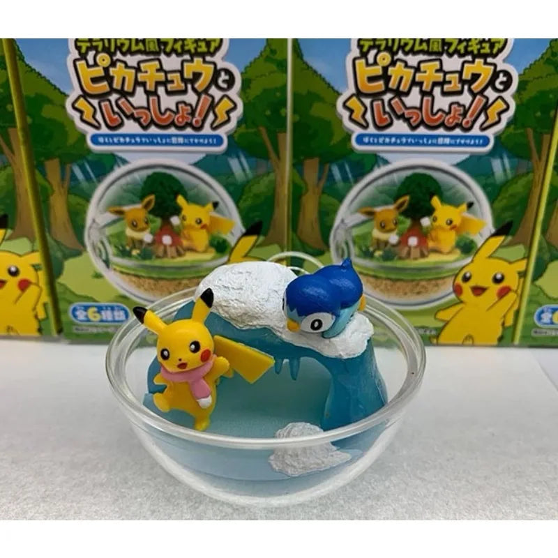 Re-Ment Pokémon Pikachu Terrarium Figure Blind Box Transparent Ball Scene Anime Action Figure Pikachu Magikarp Scene Figure Toy