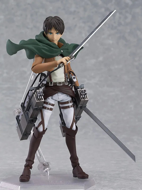 Figma 207 Attack On Titan Eren Yeager Articulated Action Figure With Maneuver Gear Anime Collectible For Fans Collection Display