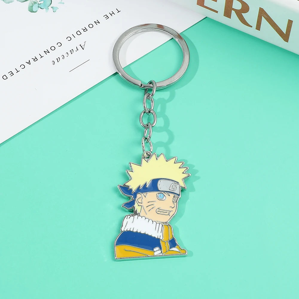 Anime Keychain Cartoon Figure Uzumaki Naruto Metal Badge Pendant Keyring Car Backpack Key Holder Jewelry Accessories Gifts