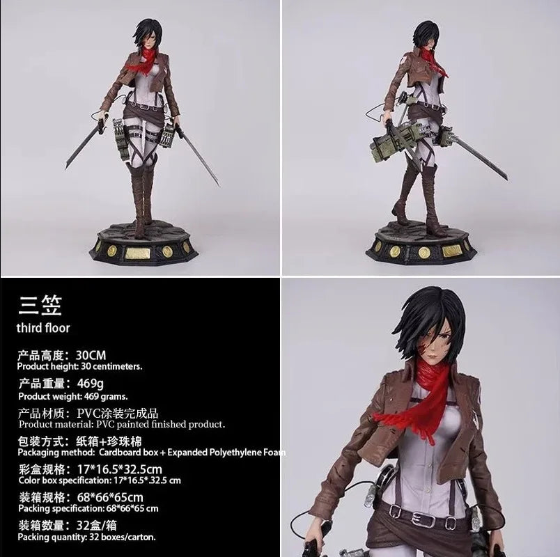 New Attack On Titan Mikasa Ackerman Standing Gk Figure Pvc Model Statue Desktop Display Ornament Collectible For Anime Fans