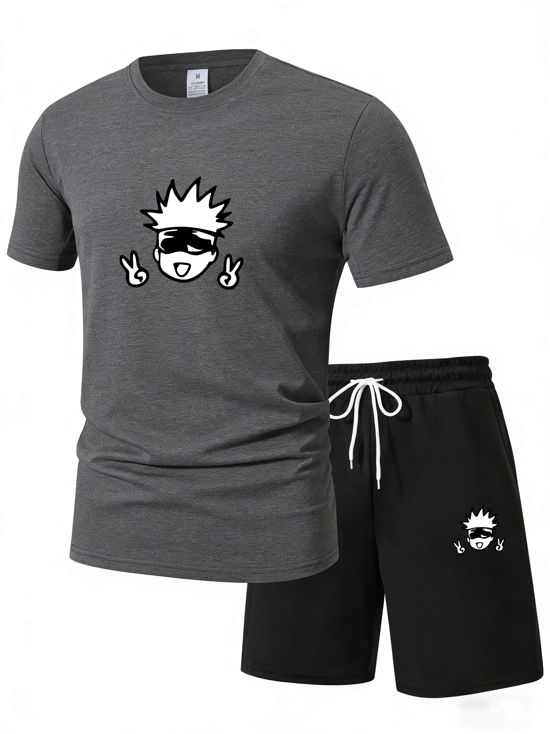 Men'S Jujutsu Kaisen Anime Camiseta Manga Short Sleeve Sports Shirt Street Fashion Summer Suit Set