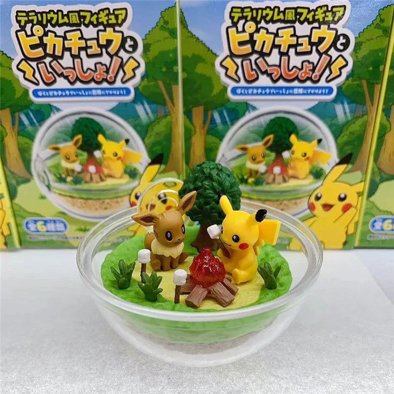 Re-Ment Pokémon Pikachu Terrarium Figure Blind Box Transparent Ball Scene Anime Action Figure Pikachu Magikarp Scene Figure Toy