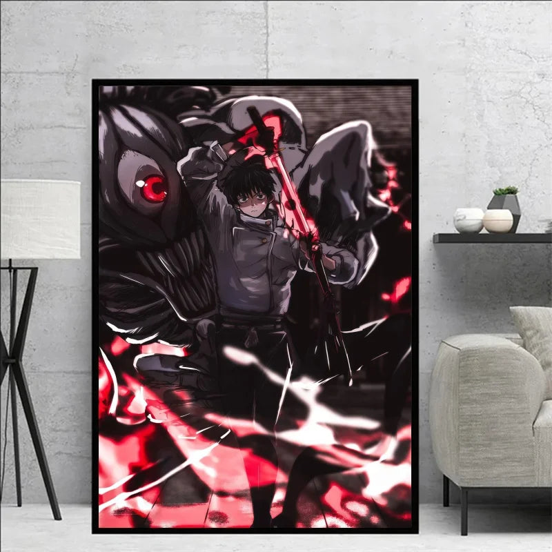 Jujutsu Kaisen Yuta Okkotsu & Megumi Fushiguro Canvas Wall Art Anime Poster Prints for Bedroom Home Decor