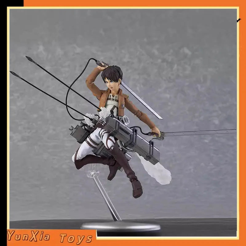 Figma 207 Attack On Titan Eren Yeager Articulated Action Figure With Maneuver Gear Anime Collectible For Fans Collection Display