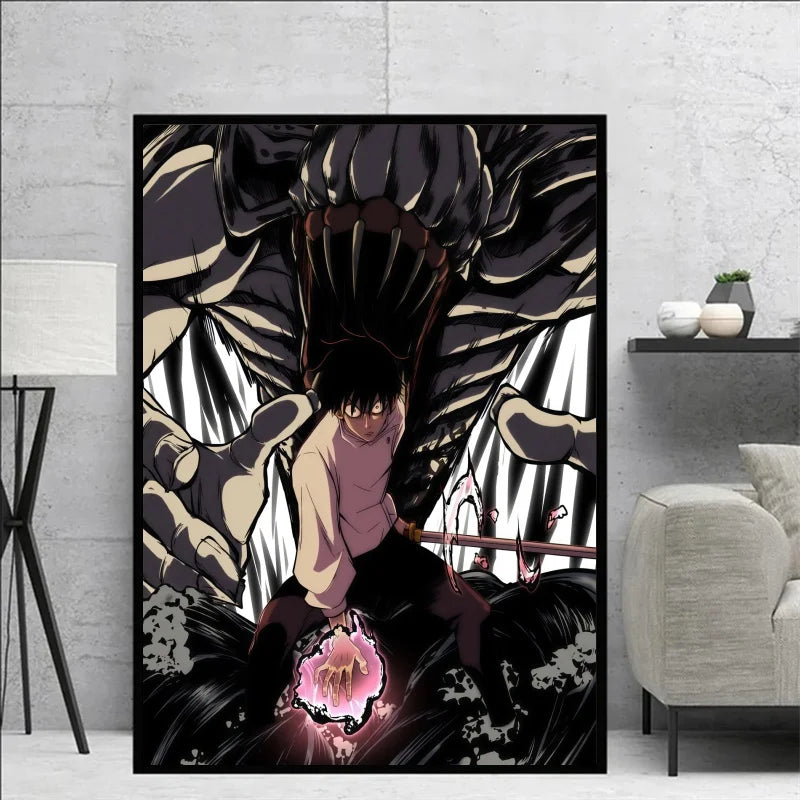 Jujutsu Kaisen Yuta Okkotsu & Megumi Fushiguro Canvas Wall Art Anime Poster Prints for Bedroom Home Decor