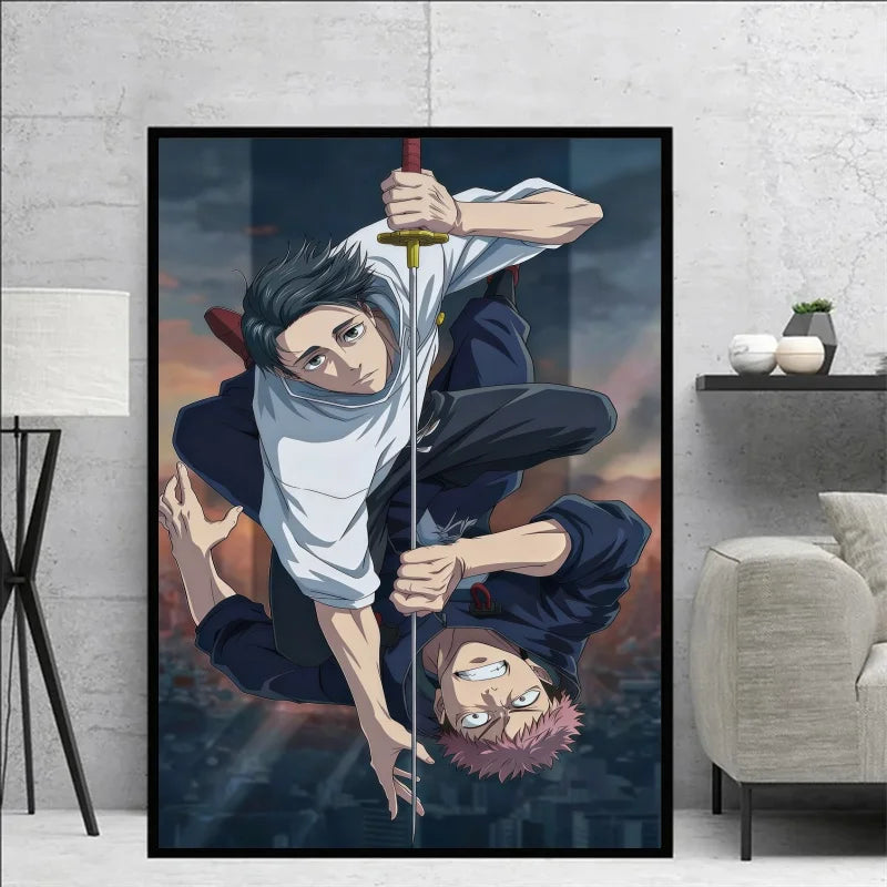 Jujutsu Kaisen Yuta Okkotsu & Megumi Fushiguro Canvas Wall Art Anime Poster Prints for Bedroom Home Decor