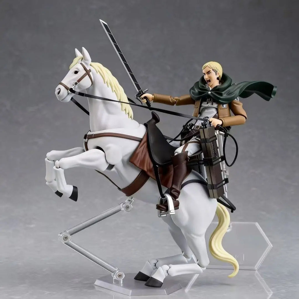 Attack on Titan Commander Erwin Smith Horse Riding Action Figure Jointed Collectible Model Desktop Ornament Action Figure Model