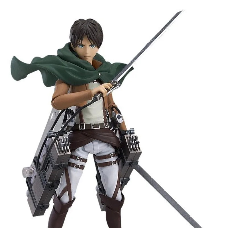 Figma 207 Attack On Titan Eren Yeager Articulated Action Figure With Maneuver Gear Anime Collectible For Fans Collection Display