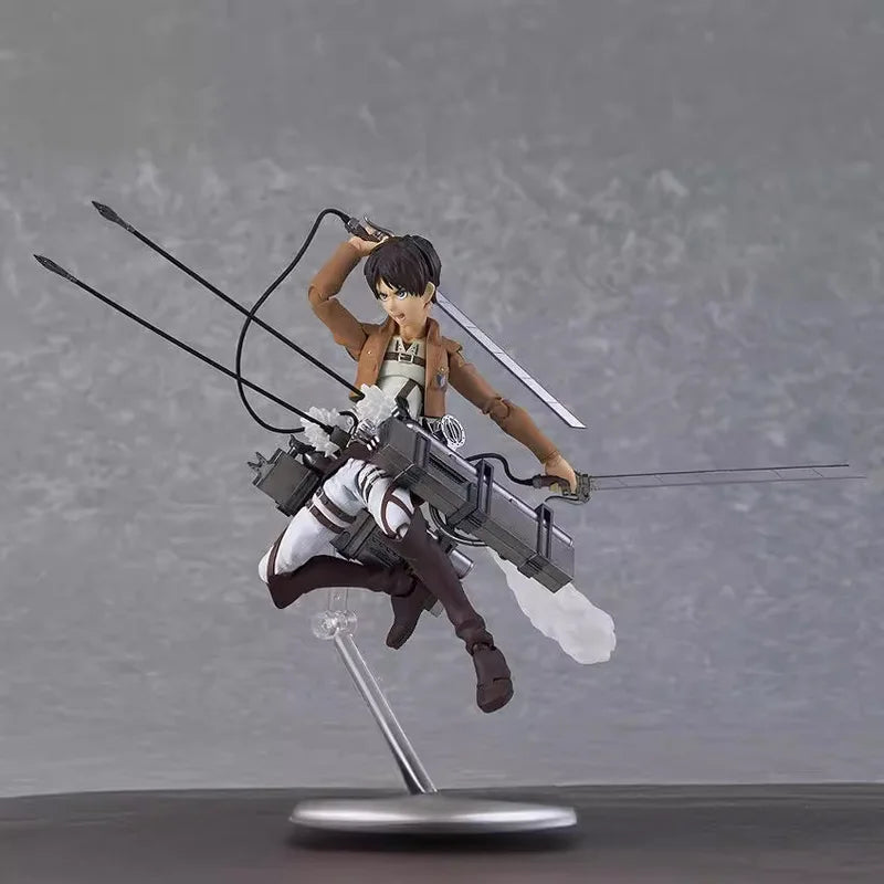 Figma 207 Attack On Titan Eren Yeager Articulated Action Figure With Maneuver Gear Anime Collectible For Fans Collection Display