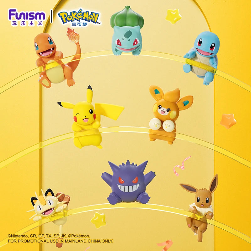 FUNISM Original Genuine Pokemon Anime Action Figures Angel Party Series Eevee Bulbasaur Pikachu Models Ornament Toy