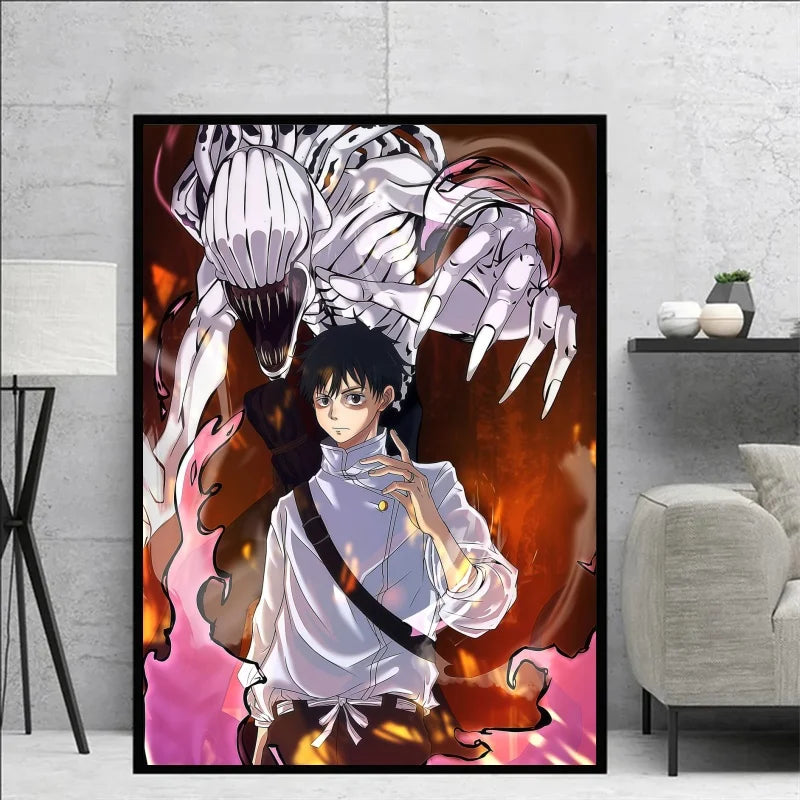 Jujutsu Kaisen Yuta Okkotsu & Megumi Fushiguro Canvas Wall Art Anime Poster Prints for Bedroom Home Decor