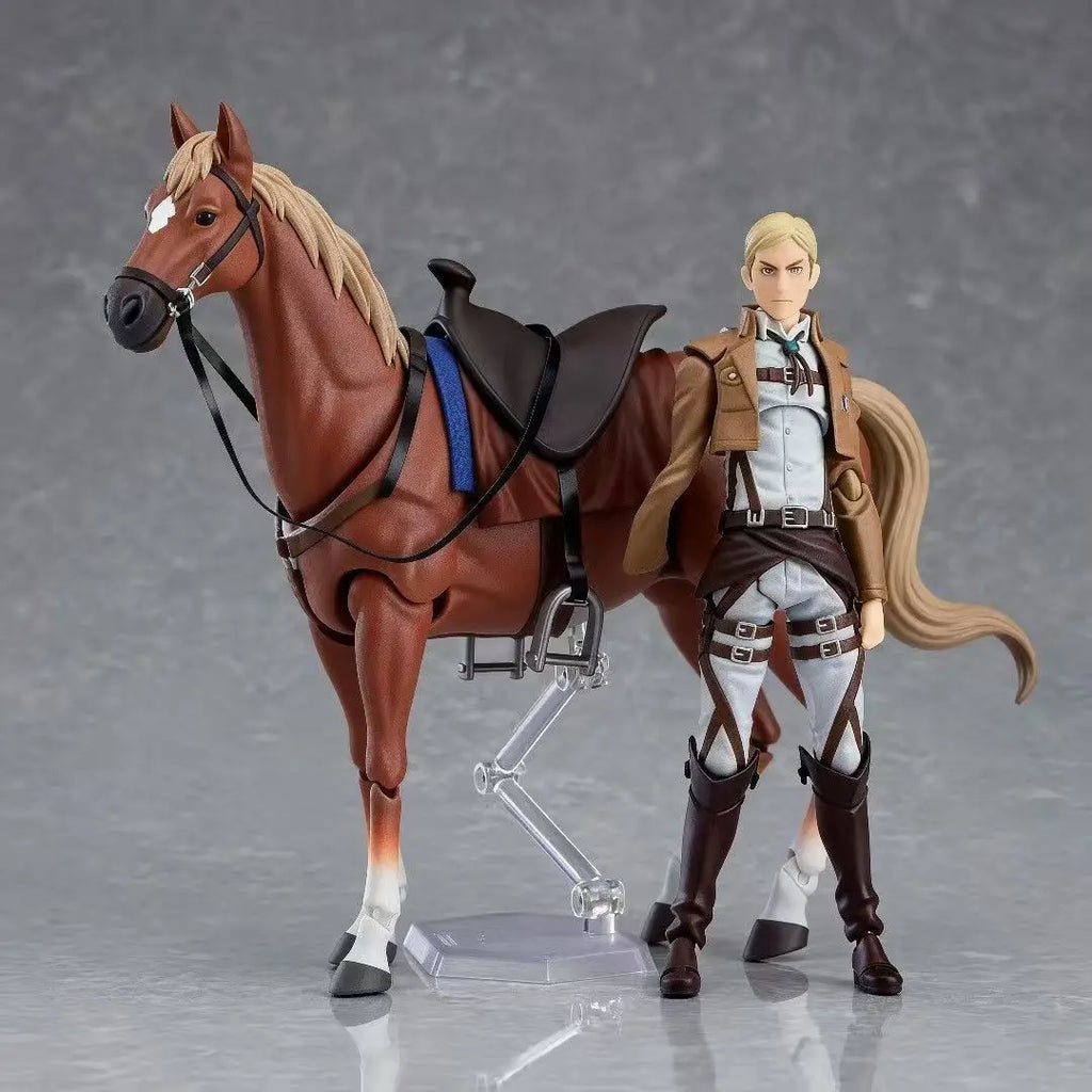 Attack on Titan Commander Erwin Smith Horse Riding Action Figure Jointed Collectible Model Desktop Ornament Action Figure Model