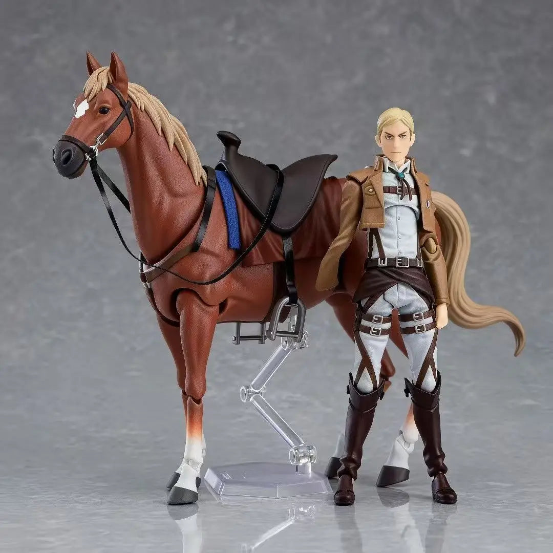 Attack on Titan Commander Erwin Smith Horse Riding Action Figure Jointed Collectible Model Desktop Ornament Action Figure Model
