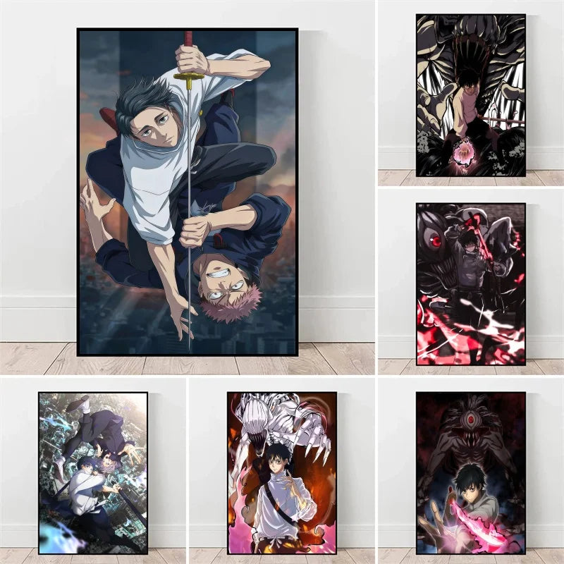 Jujutsu Kaisen Yuta Okkotsu & Megumi Fushiguro Canvas Wall Art Anime Poster Prints for Bedroom Home Decor