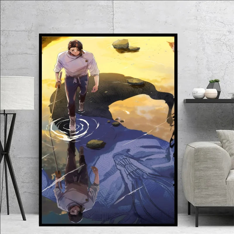 Jujutsu Kaisen Yuta Okkotsu & Megumi Fushiguro Canvas Wall Art Anime Poster Prints for Bedroom Home Decor