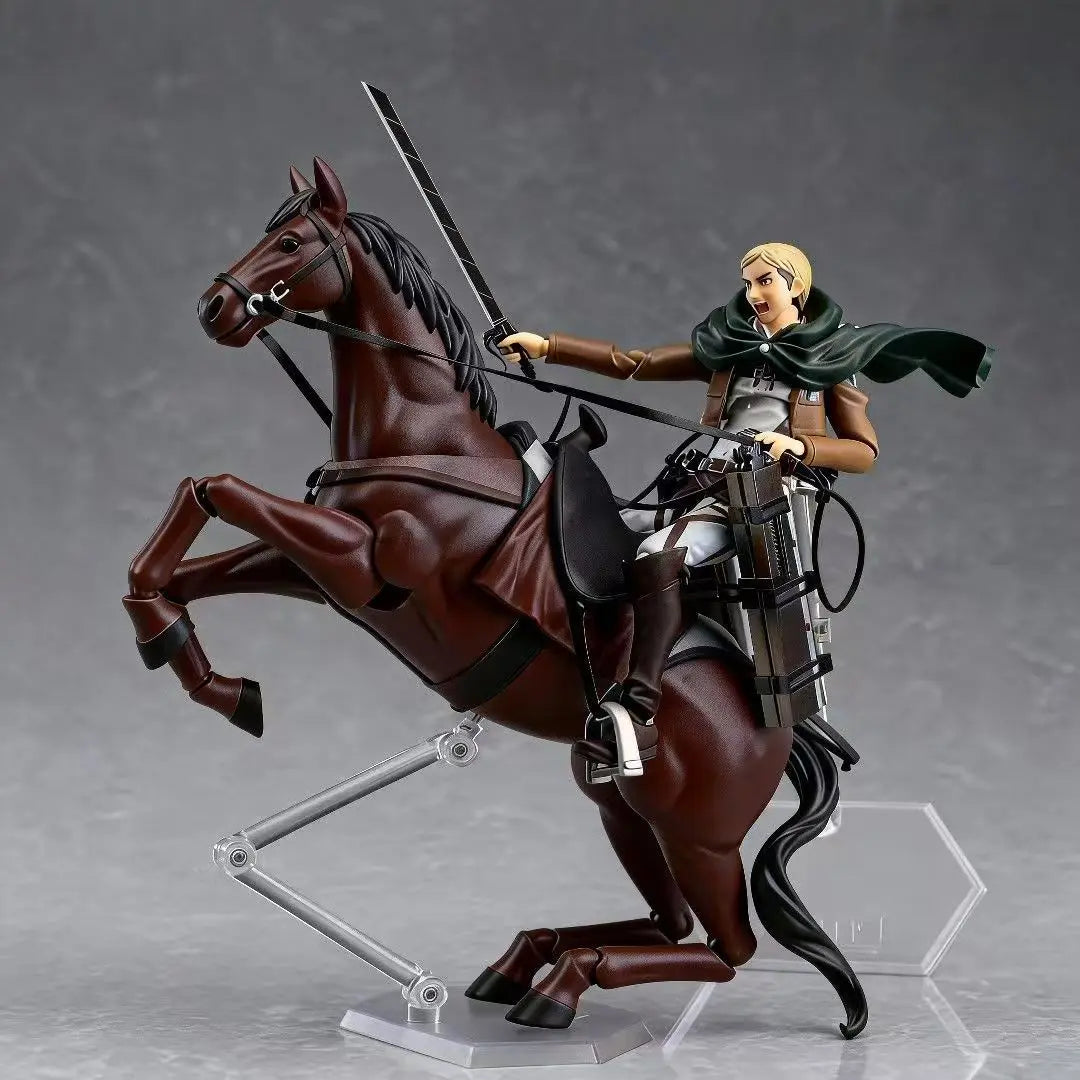 Attack on Titan Commander Erwin Smith Horse Riding Action Figure Jointed Collectible Model Desktop Ornament Action Figure Model