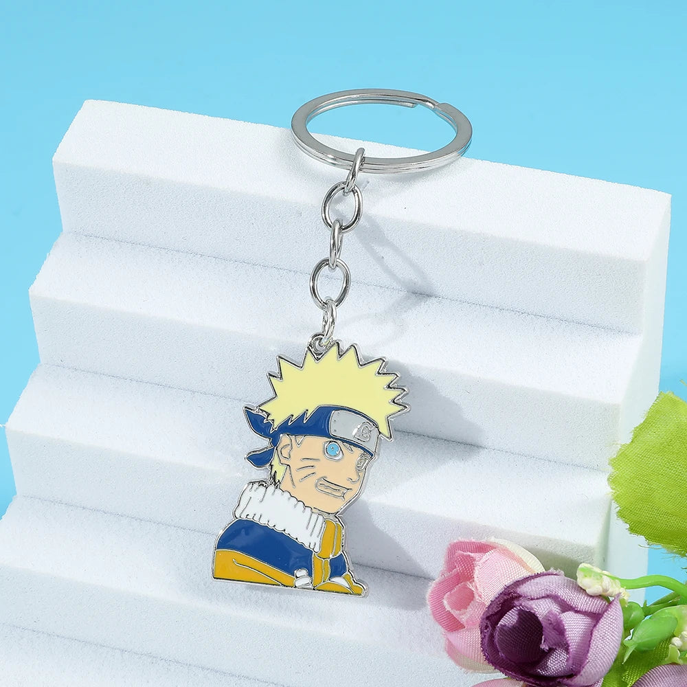 Anime Keychain Cartoon Figure Uzumaki Naruto Metal Badge Pendant Keyring Car Backpack Key Holder Jewelry Accessories Gifts