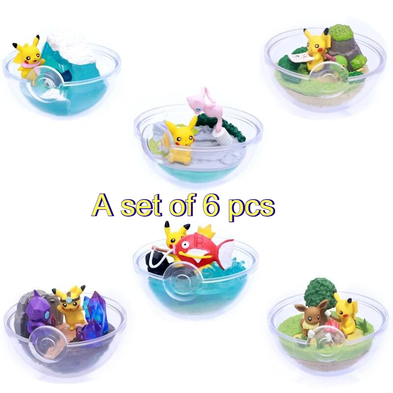 Re-Ment Pokémon Pikachu Terrarium Figure Blind Box Transparent Ball Scene Anime Action Figure Pikachu Magikarp Scene Figure Toy