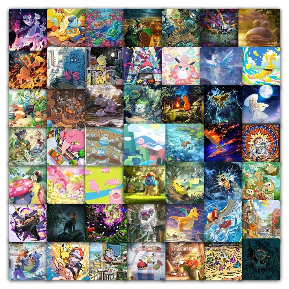 177pcs Pokémon card square stickers, childhood anime, Pocket Monsters, Pikachu, decoration for phone, planner, DIY