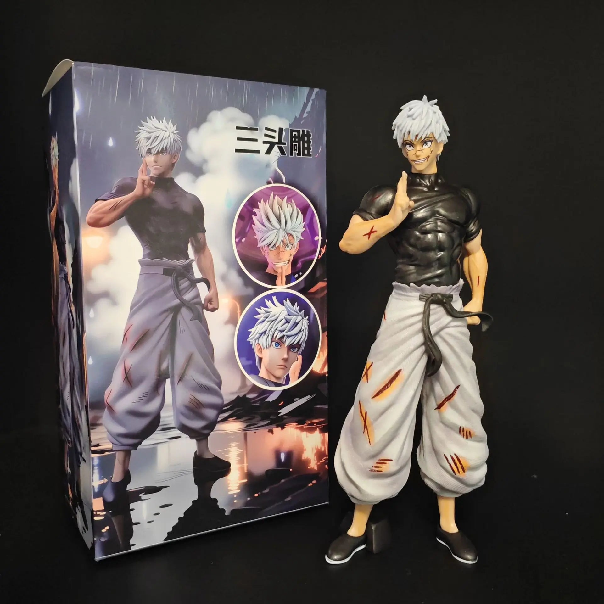 Satoru Gojo Jujutsu Kaisen Interchangeable Three Head Sculpt Anime Figure Collectible Model Desk Ornament For Anime Hobbyists