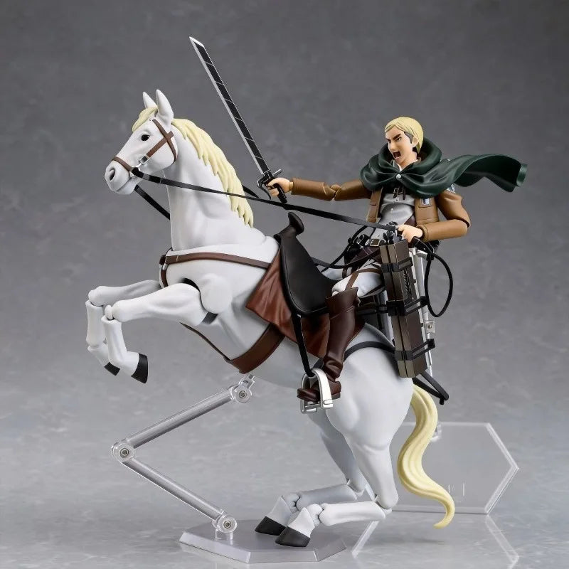 Attack on Titan Commander Erwin Smith Horse Riding Action Figure Jointed Collectible Model Desktop Ornament Action Figure Model