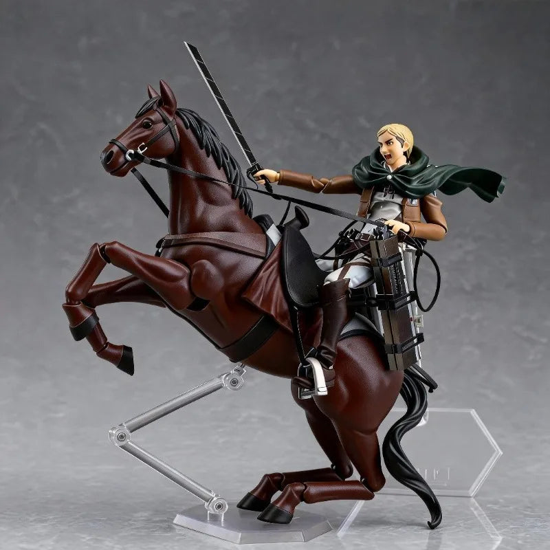 Attack on Titan Commander Erwin Smith Horse Riding Action Figure Jointed Collectible Model Desktop Ornament Action Figure Model