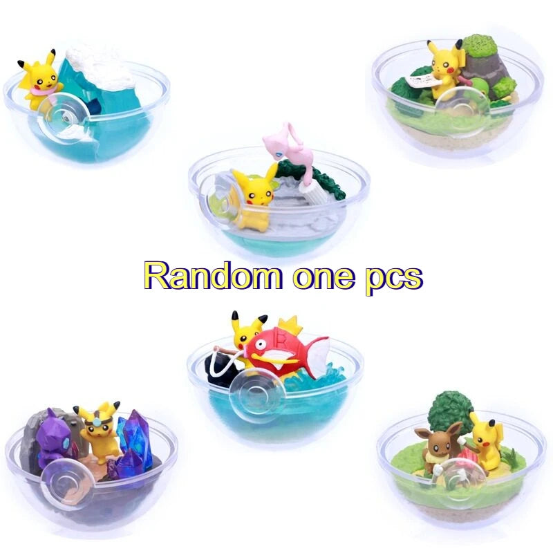 Re-Ment Pokémon Pikachu Terrarium Figure Blind Box Transparent Ball Scene Anime Action Figure Pikachu Magikarp Scene Figure Toy