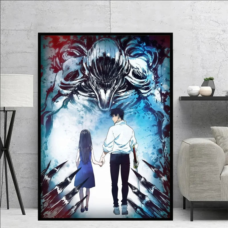 Jujutsu Kaisen Yuta Okkotsu & Megumi Fushiguro Canvas Wall Art Anime Poster Prints for Bedroom Home Decor