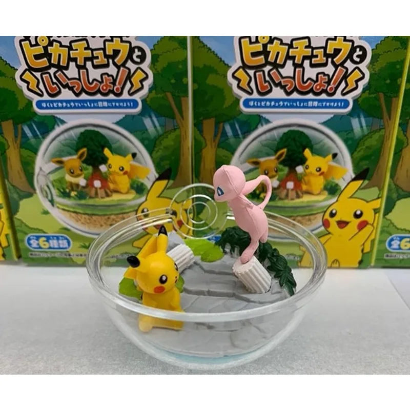 Re-Ment Pokémon Pikachu Terrarium Figure Blind Box Transparent Ball Scene Anime Action Figure Pikachu Magikarp Scene Figure Toy