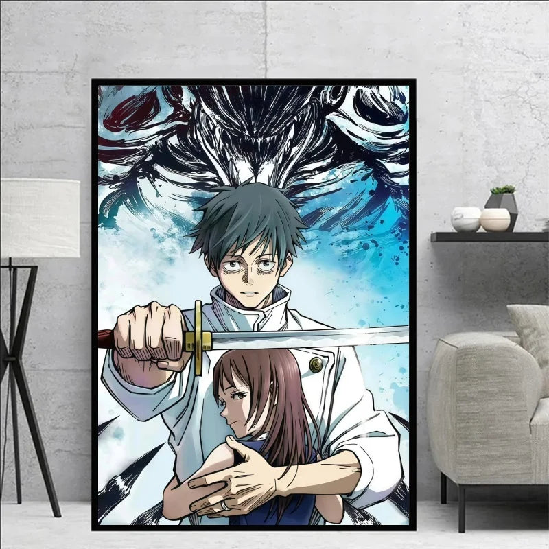 Jujutsu Kaisen Yuta Okkotsu & Megumi Fushiguro Canvas Wall Art Anime Poster Prints for Bedroom Home Decor